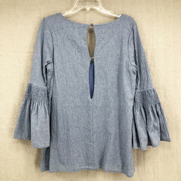 FREE PEOPLE Blue Chambray Mini Dress Romper - Picture 4 of 7